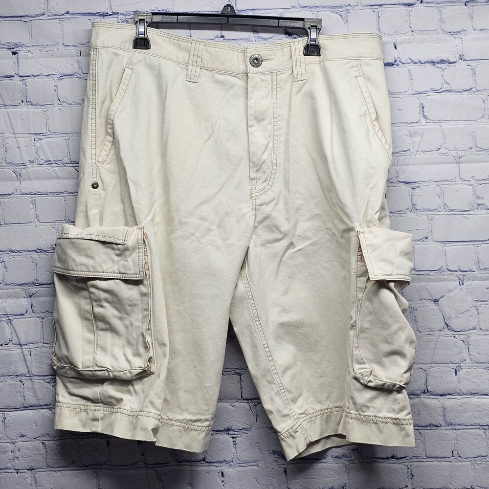 Tommy Hilfiger Red Label Men's Cargo Shorts Khaki Y2K Snap Pocket Sz 36